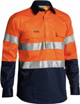 Bisley Cotton Drill Shirt Closed Front with 2 Ring Pattern Reflective Tape