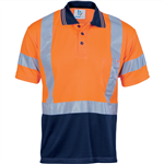 Polo Shirt Short Sleeve Polyester Micromesh with X Pattern Reflective Tape 2 Tone