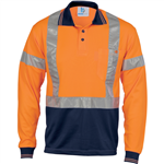 Polo Shirt Long Sleeve Polyester Micromesh with X Pattern Reflective Tape 2 Tone