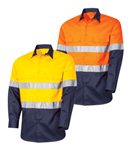 Cotton Drill Shirt Long Sleeve 2 Hoop Pattern Reflective Tape