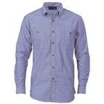 DNC Mens Twin Pocket Blue Cotton Chambray Shirt Long Sleeve