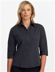 John Kevin Ladies Blouse 34 Sleeve Charcoal 60 Cotton 40 Polyester