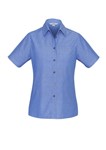Biz Collection Ladies Blue Chambray Shirt Short Sleeve 100 cotton