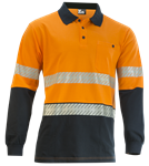 KM Polo Shirt 100 Cotton Long Sleeve with Segmented Reflective Tape