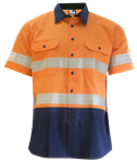 KM Lightweight Cotton Drill Shirt Short Sleeve with Segmented Reflective Tape