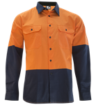 KM Lightweight Cotton Drill Shirt Under Arm Vents Long Sleeve