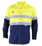 MAK Cotton Drill Shirt Air Vented Lightweight Long Sleeve with Perforated Reflective Tape