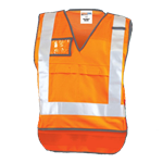 Railway Vest with Tail Velcro Sides X Pattern Reflective Tape CF10016