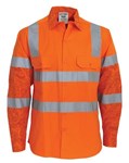 MaxCool Indigenous Design Cotton Drill Shirt with Vic Rail Perforated Reflective Tape Long Sleeve Orange