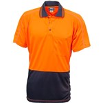 TRU Mens Micromesh Hi Vis Two Tone Polo Short Sleeve