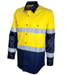 MaxCool Indigenous Design Cotton Drill Shirt with Perforated Reflective Tape Long Sleeve