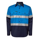 Work Craft Cotton Drill Shirt Vented Lightweight Long Sleeve with Reflective Tape Night Use Only