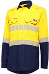Hard Yakka Shildtec Lenzing FR Open front  Shirt Long Sleeve with Segmented FR Reflective Tape